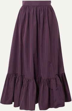 Tiered Cotton-blend Poplin Midi Skirt - Purple