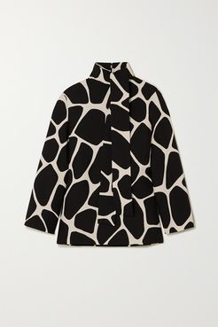 Printed Wool And Silk-blend Crepe Top - Black