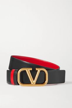 Garavani Vlogo Reversible Leather Belt - Red