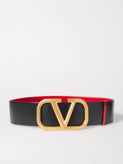 Reversible Leather Waist Belt - Black