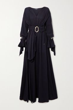 Belted Cotton-gauze Gown - Black