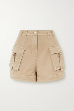 Cotton-blend Drill Shorts - Beige
