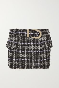 Belted Bouclé-tweed Mini Skirt - Black
