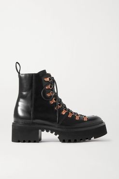 Nanette Leather Platform Ankle Boots - Black