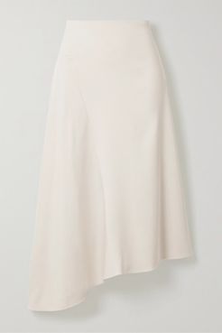 Asymmetric Stretch-twill Midi Skirt - Off-white