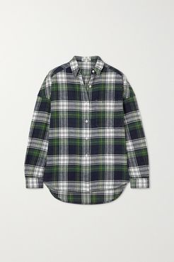 Checked Cotton-flannel Shirt - Green
