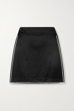 Crystal-embellished Silk-charmeuse Mini Skirt - Black