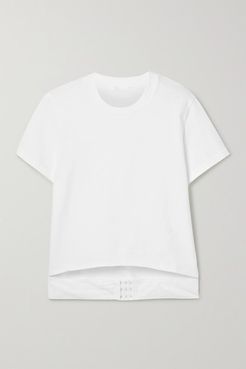 Cutout Cotton-jersey T-shirt - White
