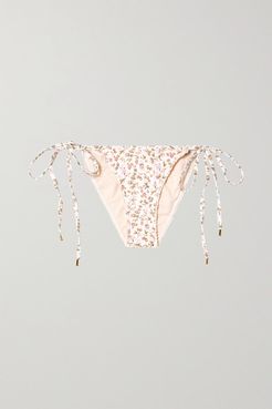 Net Sustain Crochet-trimmed Floral-print Bikini Briefs - Ivory