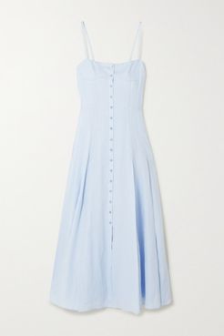 Prudence Linen Midi Dress - Light blue