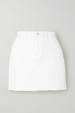 Akania Frayed Organic Denim Mini Skirt - White