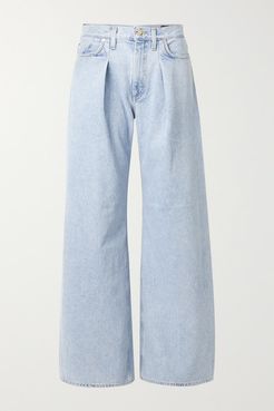 Net Sustain Pleated High-rise Wide-leg Jeans - Blue