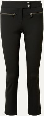 Metro Cropped Zip-embellished Stretch-twill Flared Pants - Black
