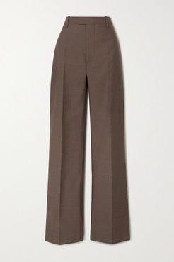Wool Wide-leg Pants - Brown