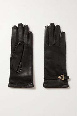 Embellished Leather Gloves - Black