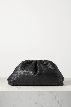 The Pouch Large Gathered Intrecciato Leather Clutch - Black