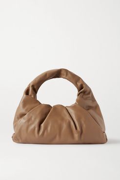 The Shoulder Pouch Gathered Leather Bag - Light brown