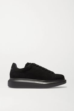 Suede Exaggerated-sole Sneakers - Black