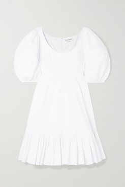Tiered Cotton-poplin Dress - White