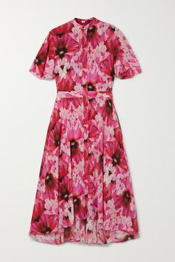 Floral-print Silk-georgette Midi Dress - Pink