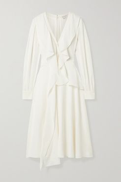 Ruffled Silk-georgette Midi Dress - Ivory