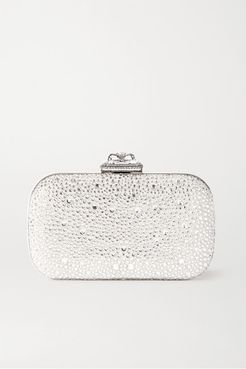 Spider Faux Pearl And Crystal-embellished Satin Clutch - Silver