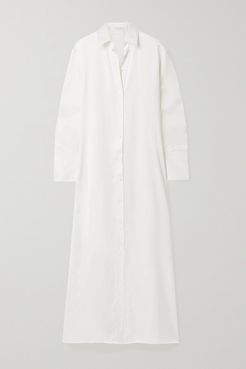 Nye Satin Maxi Shirt Dress - White
