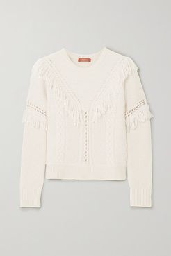 Buckeye Fringed Knitted Sweater - Ivory