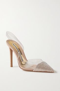 Amber Ghost Crystal-embellished Suede And Pvc Slingback Pumps - Neutral
