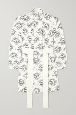 We Are The Weather Printed Organic Cotton-poplin Mini Shirt Dress - White