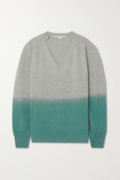 Oversized Ombré Cashmere And Wool-blend Sweater - Mint
