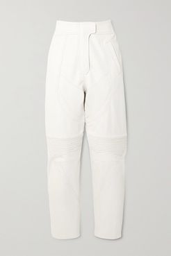Paneled Vegetarian Leather Tapered Pants - White