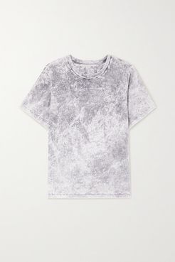 Embossed Acid-wash Organic Cotton-jersey T-shirt - Gray
