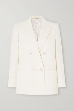 Double-breasted Wool-twill Blazer - Ivory