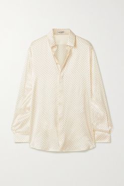 Studded Silk-satin Blouse - Cream