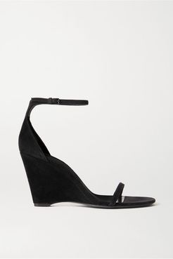 Bianca Suede Wedge Sandals - Black