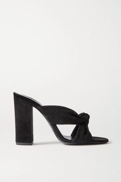 Bianca Knotted Suede Mules - Black