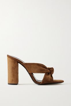 Bianca Knotted Suede Mules - Brown