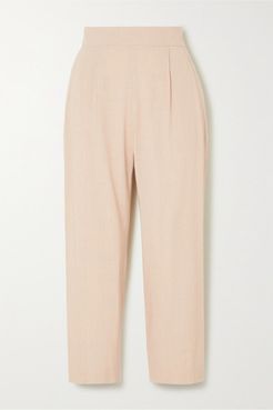 Luela Cropped Linen-blend Tapered Pants - Beige
