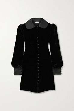 Gigi Satin-trimmed Velvet Mini Dress - Black