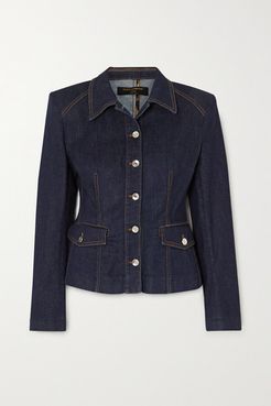 Denim Peplum Jacket - Navy