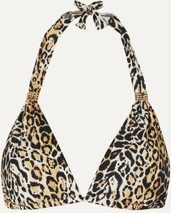 Grenada Embellished Leopard-print Halterneck Triangle Bikini Top - Leopard print