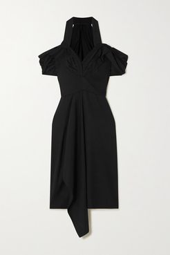 Chrysalis Draped Twill Halterneck Dress - Black