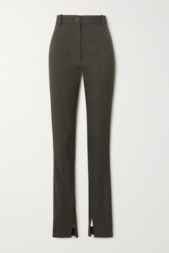 Woven Slim-leg Pants - Dark gray