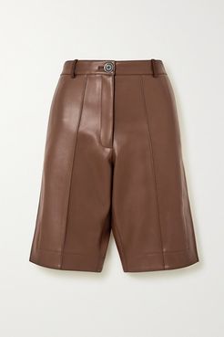 Faux Leather Shorts - Brown