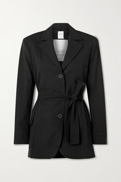 Net Sustain Belted Organic Wool-blend Jacket - Black