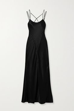 Cage Open-back Silk-charmeuse Gown - Black