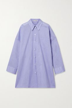 Oversized Cotton-blend Poplin Shirt - Azure