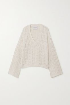 Cable-knit Linen And Cotton-blend Sweater - White