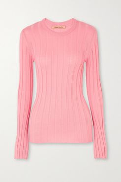 Net Sustain The Sherbet Wool-blend Ribbed-knit Sweater - Pink